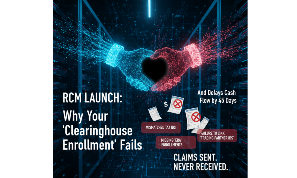 Diagram showing the digital handshake between DME software, clearinghouse, and insurance payers