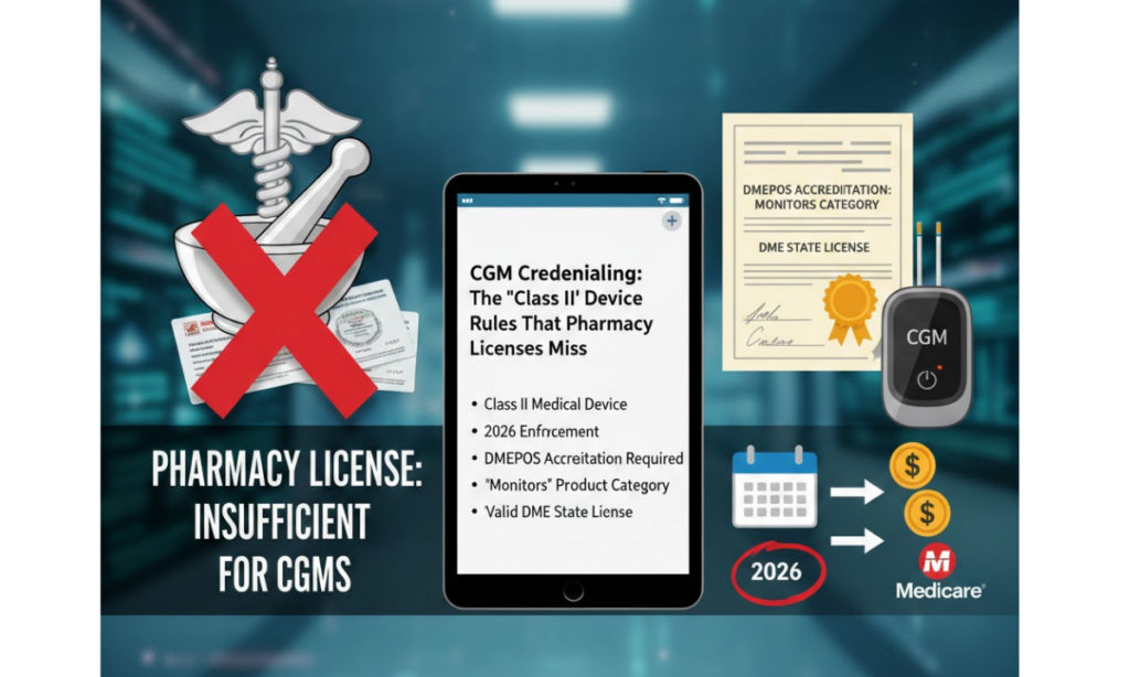 Diagram showing Class II device requirements for CGM sensors and transmitters
