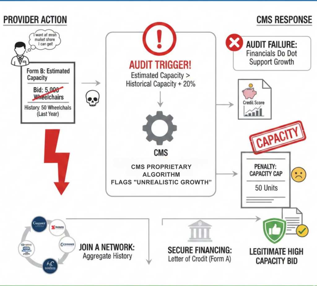 Diagram showing CMS capacity evaluation process and expansion threshold scores