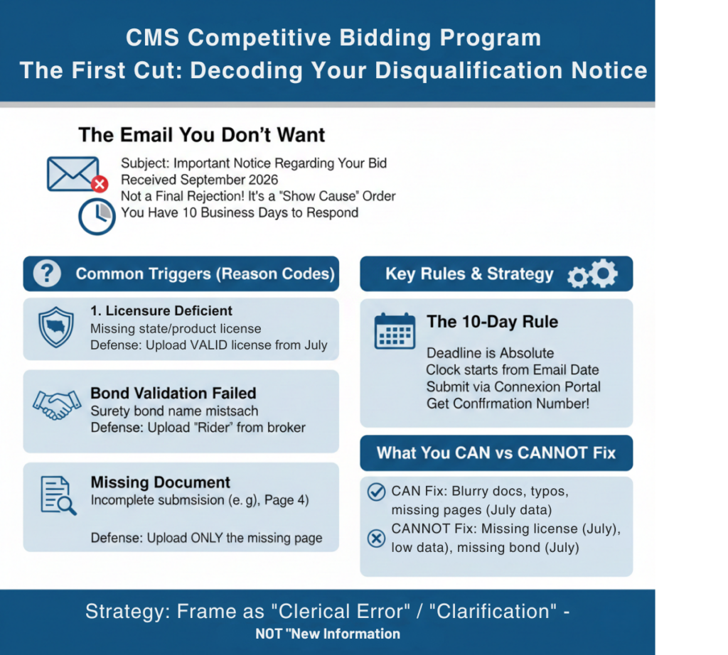 Infographic of the CMS Bidder Inquiry timeline showing the 10-day and 30-day deadlines

